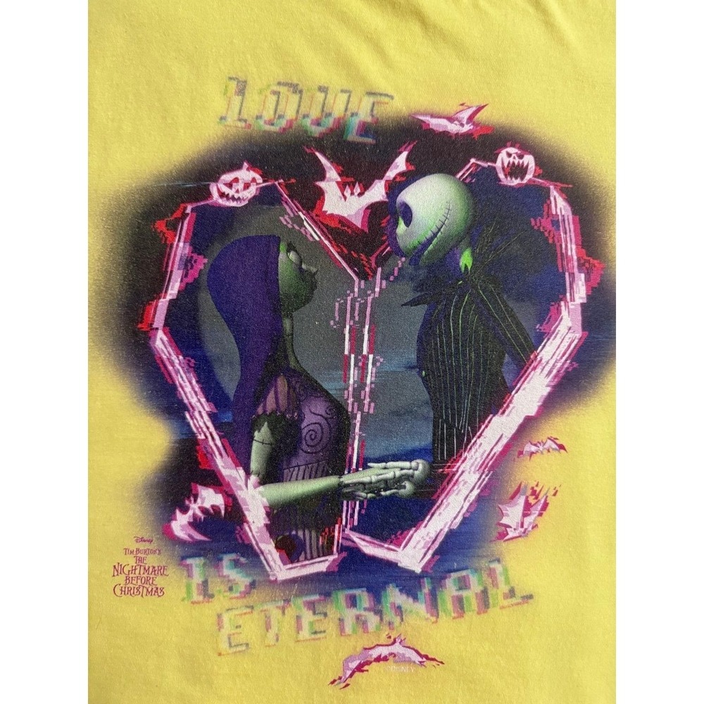Disney Nightmare‎ Before Christmas Shirt Women Medium Yellow Jack Sally Love Tee - Picture 3 of 6